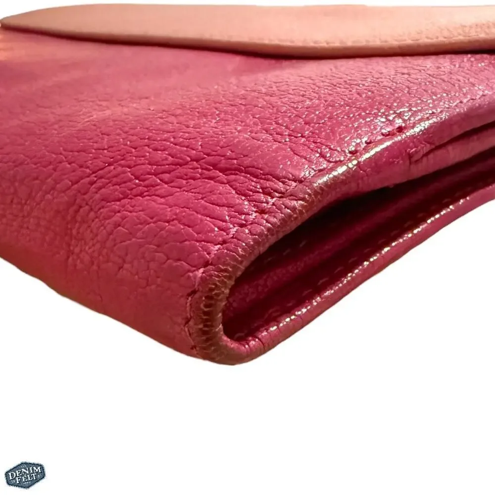 Miu‎ Miu Pink Bicolor/Two Tone Leather Continental Flap Snap Long Wallet